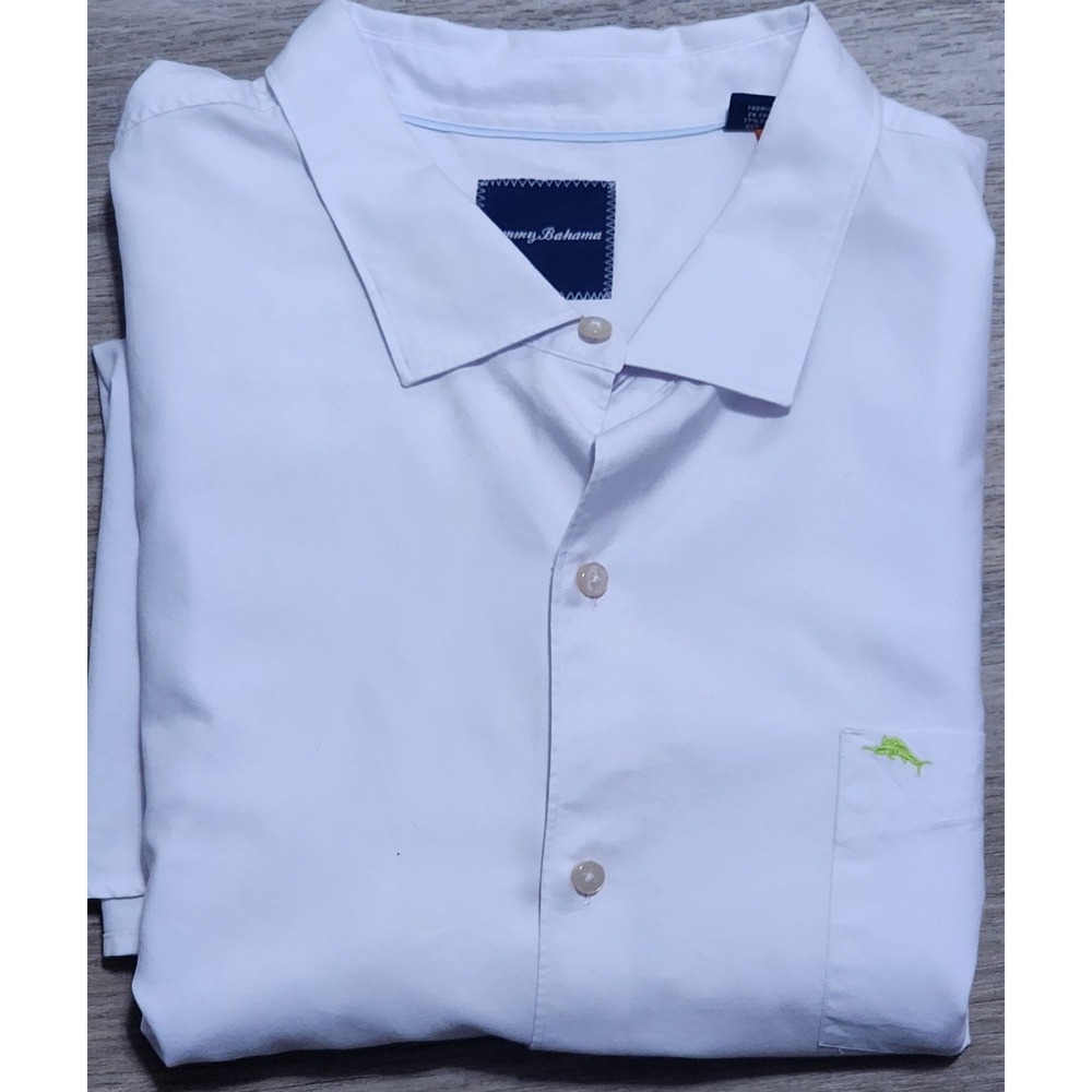 Tommy Bahama Men's White Cotton  Silk Long Sleeve Button Up Shirt Size 3XL